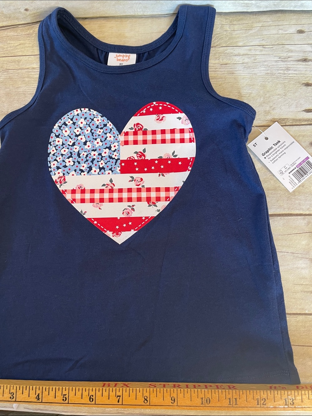 Navy Patchwork Graphic Summer Tank Top for 5T Girl Americana - Picture 7 of 9